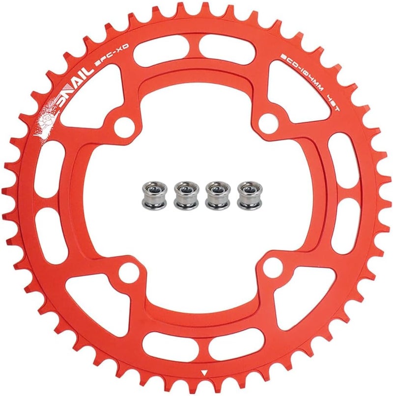 FOMTOR 104 BCD Chainring (30-52T) 7-12 Speed Compatible CNC 7075 Aluminum Narrow Wide Tooth Round Oval Chainrings for MTB/Road Bike Ebike Chainwheel Black/Red - Image 1